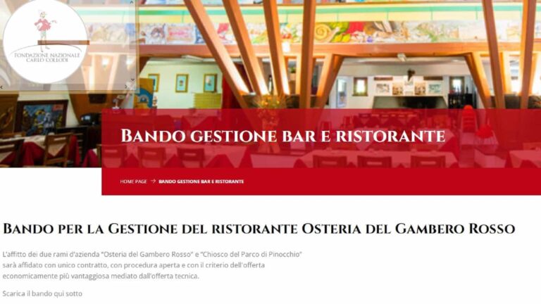 Osteria del Gambero Rosso e Chiosco di Pinocchio: affidamento rami azienda