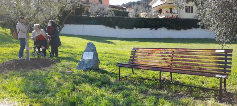 Una panchina e un ulivo in memoria di Gino Signori, pittore pratese