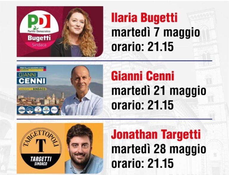 Amministrative Prato. Tavola incontra i candidati sindaco Bugetti, Cenni e Targetti