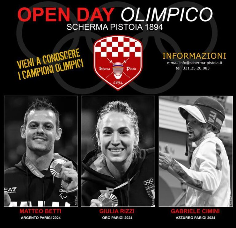 Scherma Pistoia, l’Open Day con tre campioni apre l’attività