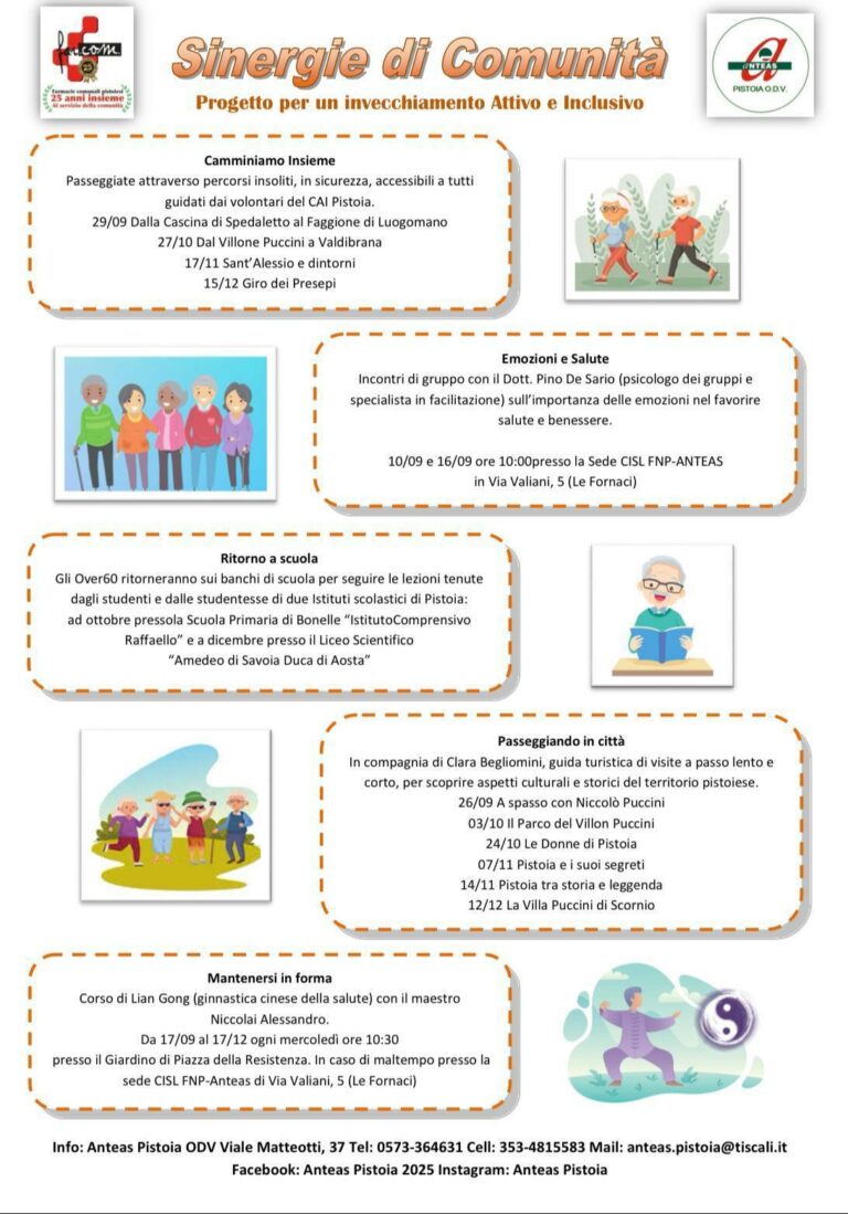 Invecchiamento attivo e inclusivo, un progetto di Anteas e Farcom