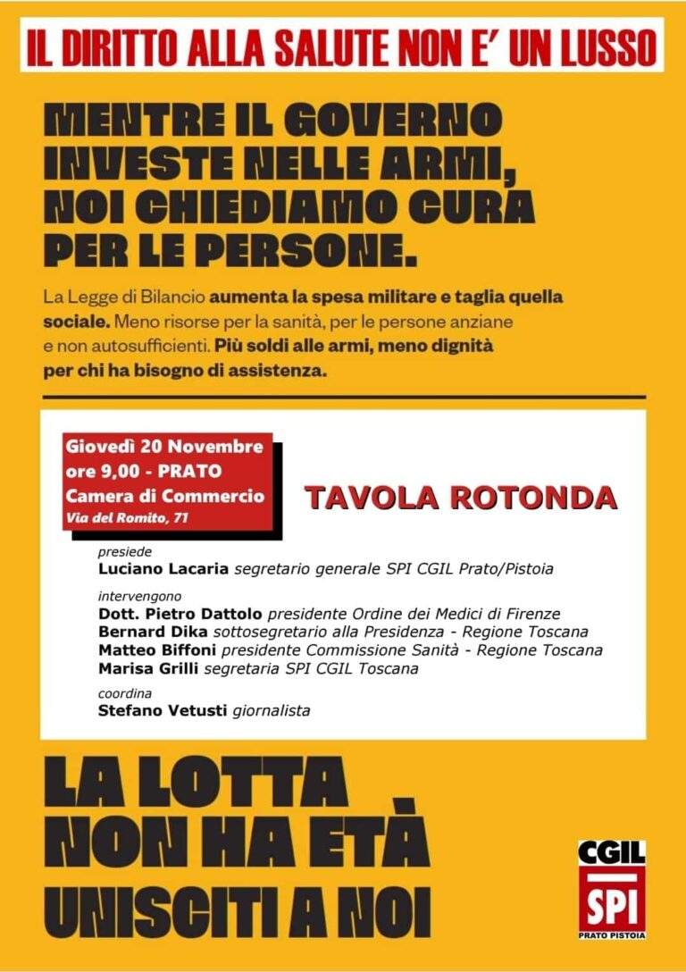 Legge di Bilancio, lo Spi Cgil Prato Pistoia promuove un convegno in Camera di Commercio