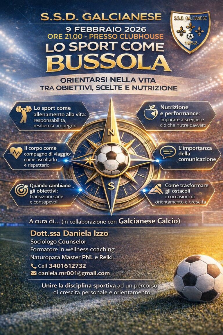 ‘Lo sport come bussola’: la Galcianese Calcio promuove una serata per aiutare i giovani a orientarsi