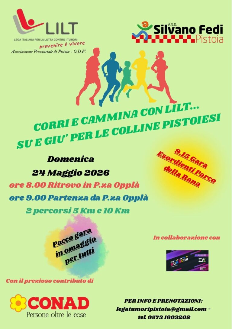 “Corri e cammina”, una giornata di sport a sostegno della LILT Pistoia