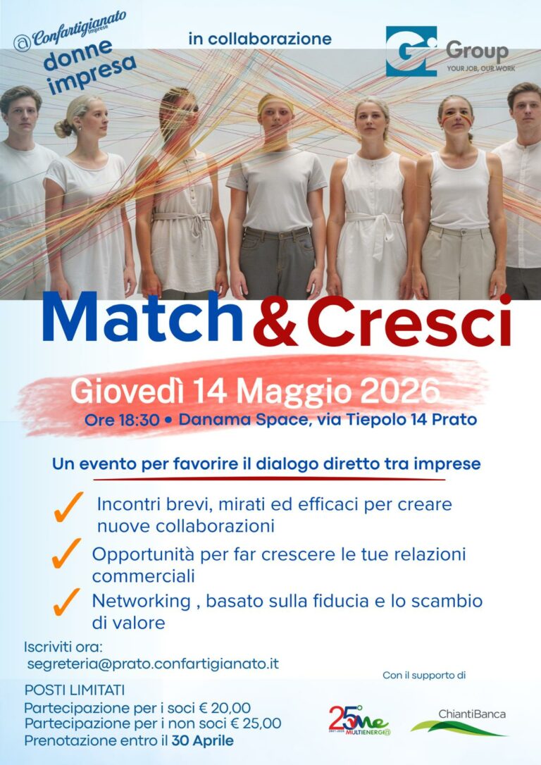 Match&Cresci, a Prato un nuovo format di networking per fare incontrare le imprese