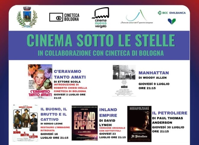 Cinema sotto le stelle a Vergato: ecco la rassegna cinematografica estiva