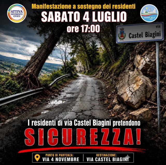 Via Castel Biagini, i residenti scendono in piazza per chiedere sicurezza e interventi concreti
