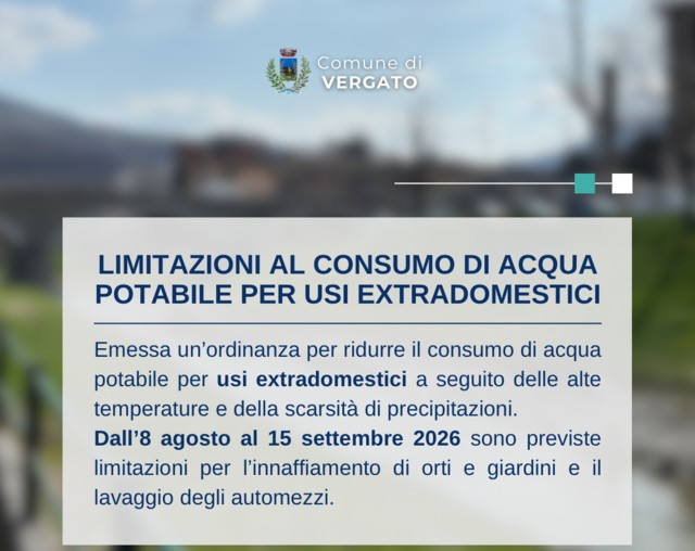Acqua potabile, a Vergato scattano le limitazioni per gli usi non domestici