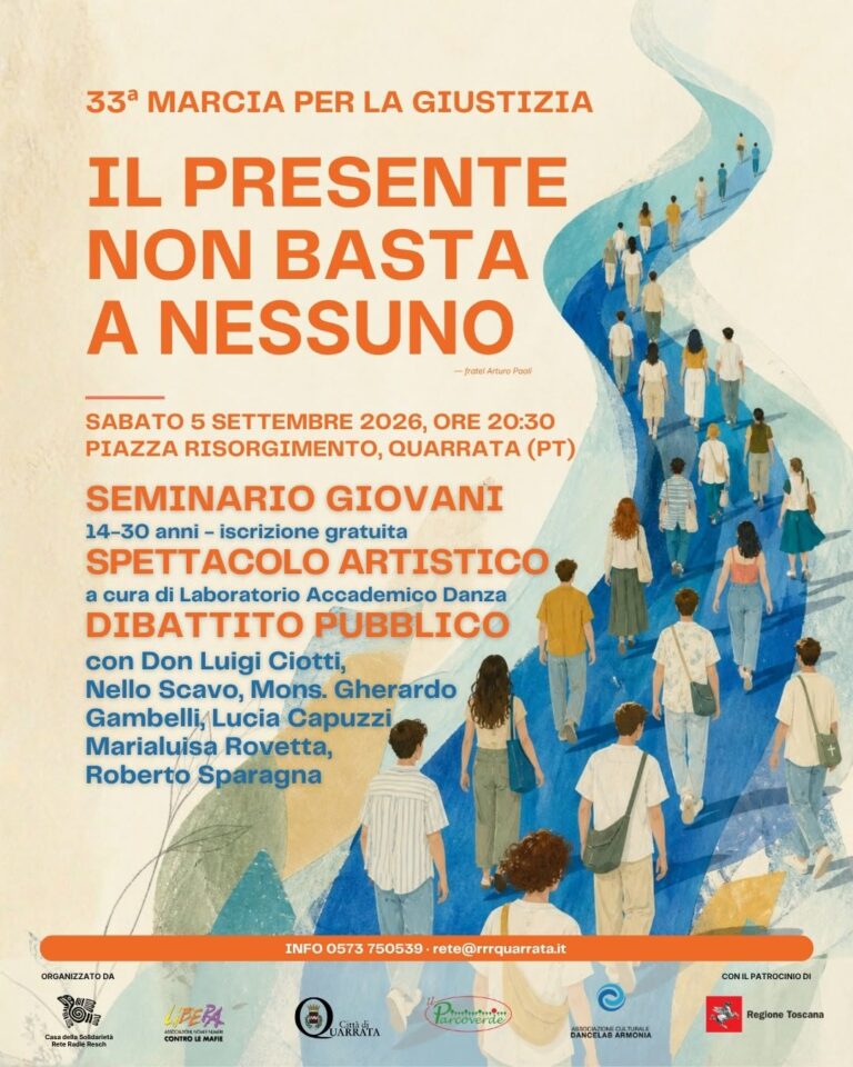 A Quarrata torna la Marcia per la giustizia: la 33ª edizione guarda ai giovani per costruire il futuro
