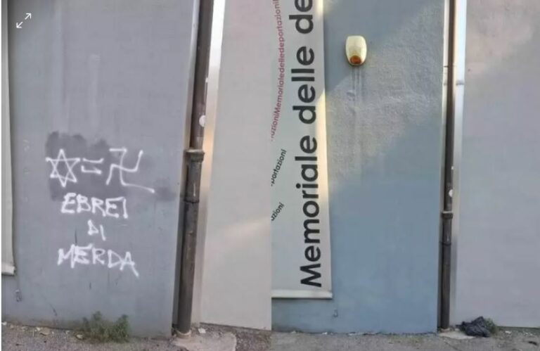Scritte contro gli ebrei al Memoriale di Firenze sulla Deportazione