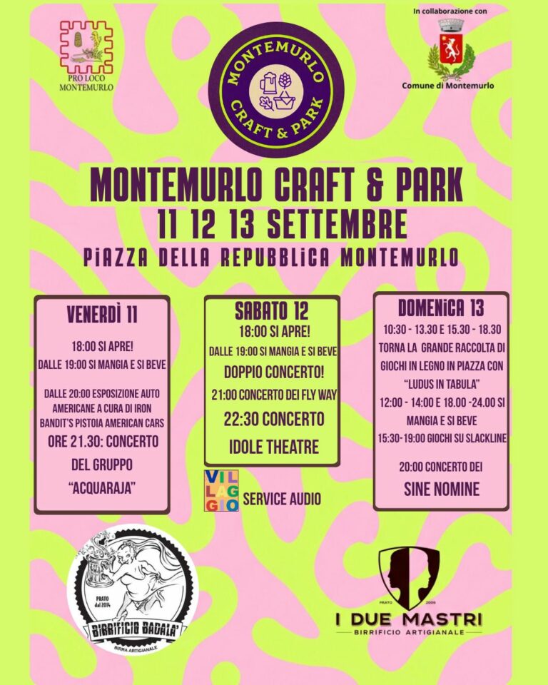 Montemurlo Park & Craft, il programma e i protagonisti della giornata inaugurale