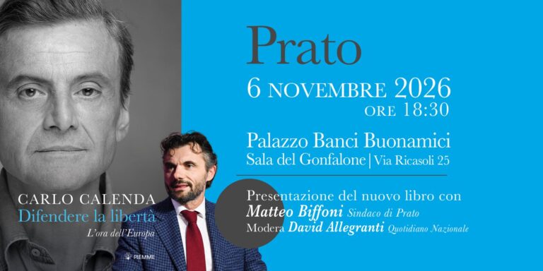 ‘Difendere la libertà’: Carlo Calenda presenta a Prato il suo nuovo libro