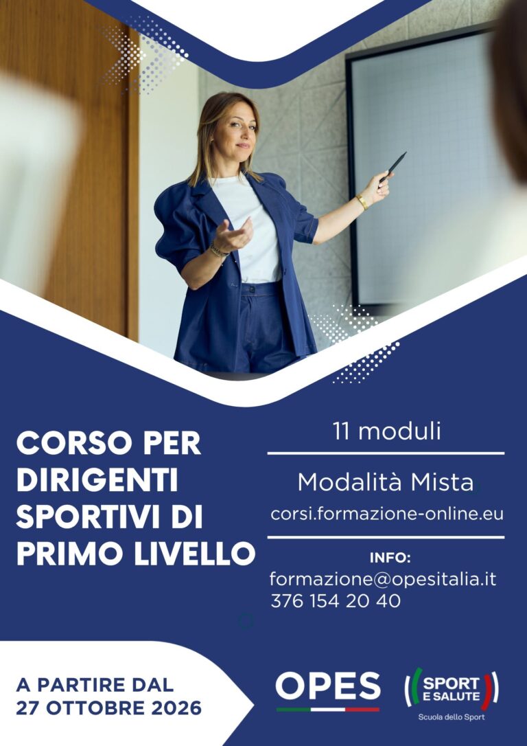 Opes, parte il corso regionale per dirigenti sportivi di primo livello