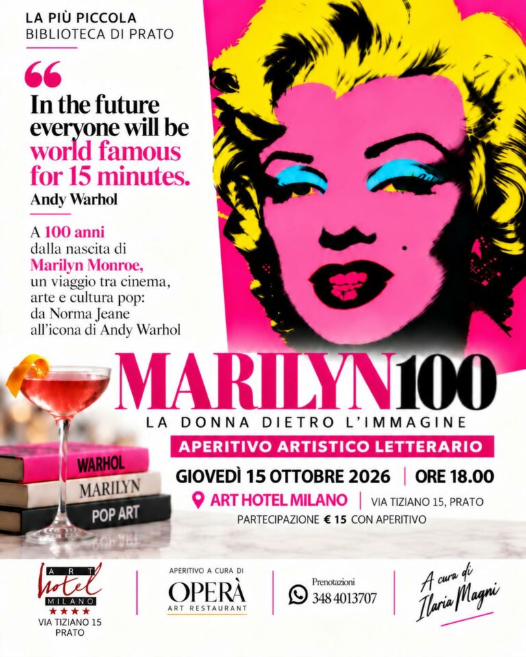 All’Art Hotel Milano torna “La più piccola biblioteca di Prato”: la nuova stagione si apre Marilyn Monroe