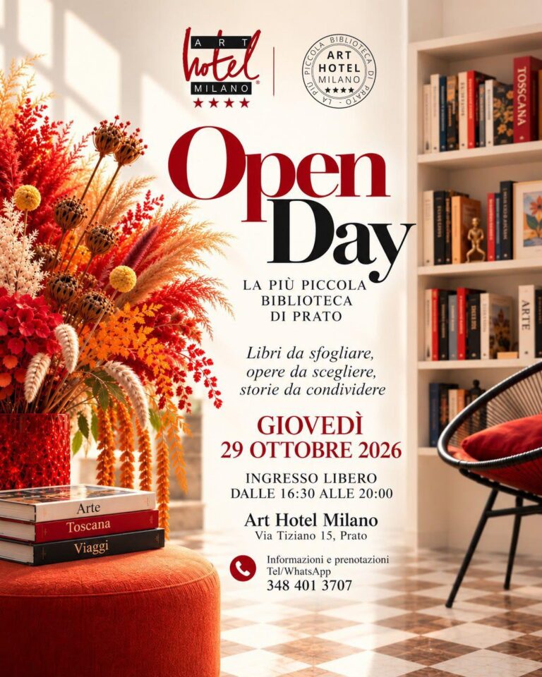 All’Art Hotel Milano arriva l’open day: La più piccola biblioteca di Prato cresce e apre le porte alla città